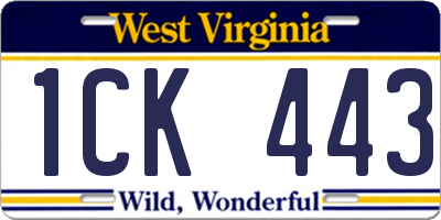 WV license plate 1CK443