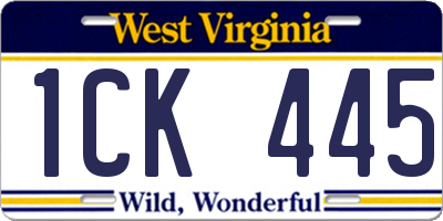 WV license plate 1CK445