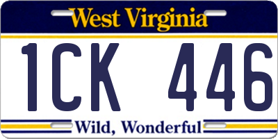 WV license plate 1CK446