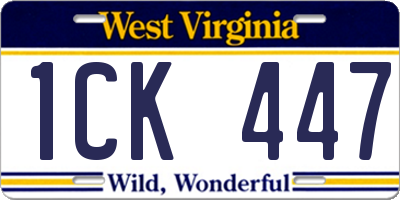 WV license plate 1CK447