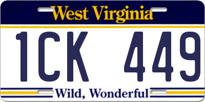 WV license plate 1CK449