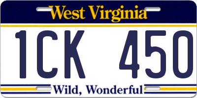 WV license plate 1CK450