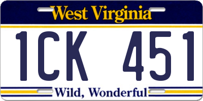 WV license plate 1CK451