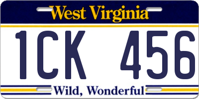 WV license plate 1CK456