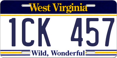 WV license plate 1CK457