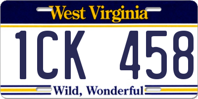 WV license plate 1CK458