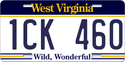 WV license plate 1CK460