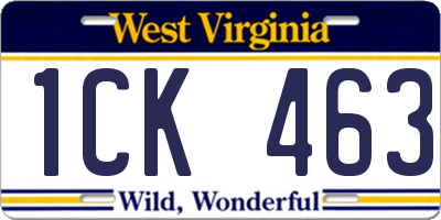 WV license plate 1CK463