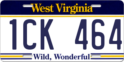 WV license plate 1CK464