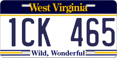 WV license plate 1CK465