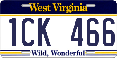 WV license plate 1CK466