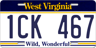 WV license plate 1CK467