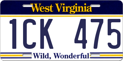WV license plate 1CK475