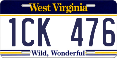 WV license plate 1CK476