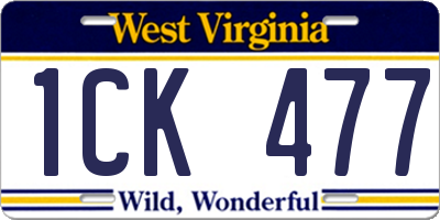 WV license plate 1CK477