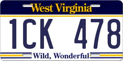 WV license plate 1CK478