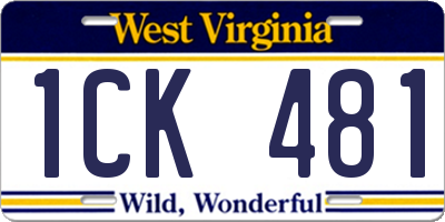WV license plate 1CK481