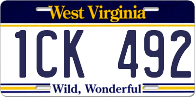 WV license plate 1CK492
