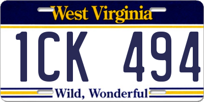 WV license plate 1CK494