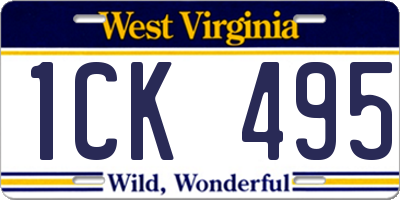 WV license plate 1CK495