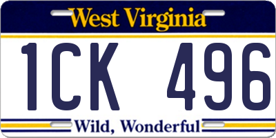 WV license plate 1CK496