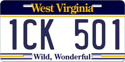 WV license plate 1CK501