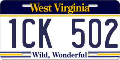 WV license plate 1CK502