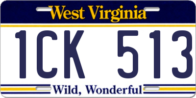 WV license plate 1CK513
