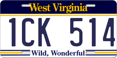 WV license plate 1CK514
