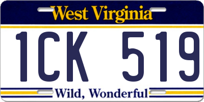WV license plate 1CK519
