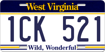 WV license plate 1CK521