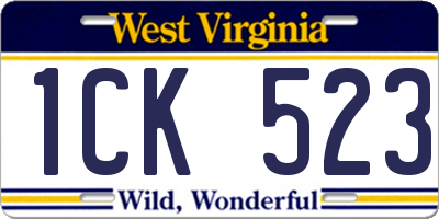WV license plate 1CK523