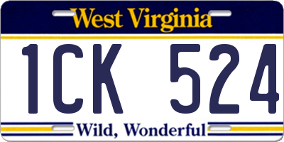 WV license plate 1CK524