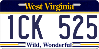 WV license plate 1CK525