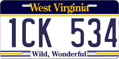 WV license plate 1CK534