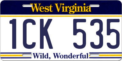 WV license plate 1CK535
