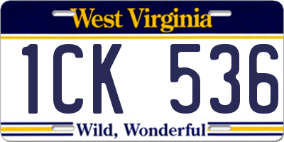 WV license plate 1CK536