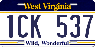 WV license plate 1CK537
