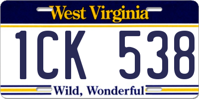 WV license plate 1CK538
