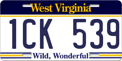 WV license plate 1CK539