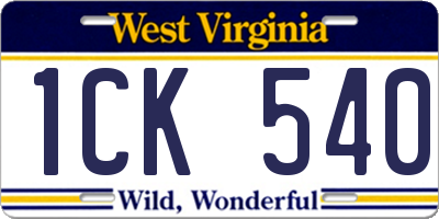 WV license plate 1CK540