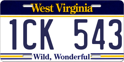 WV license plate 1CK543