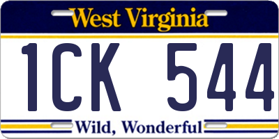 WV license plate 1CK544