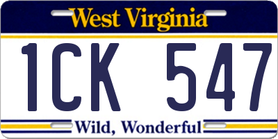 WV license plate 1CK547