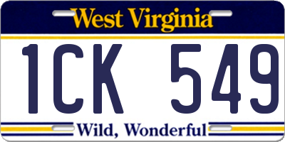 WV license plate 1CK549
