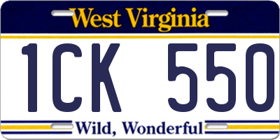 WV license plate 1CK550