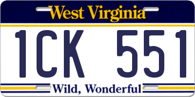 WV license plate 1CK551