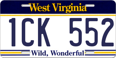 WV license plate 1CK552