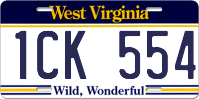 WV license plate 1CK554