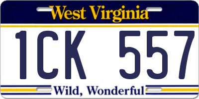 WV license plate 1CK557